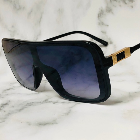 Fashion Brand Designer Irregular Square Sunglasses Black Lens Women Retro Modern - Picture 2 of 3